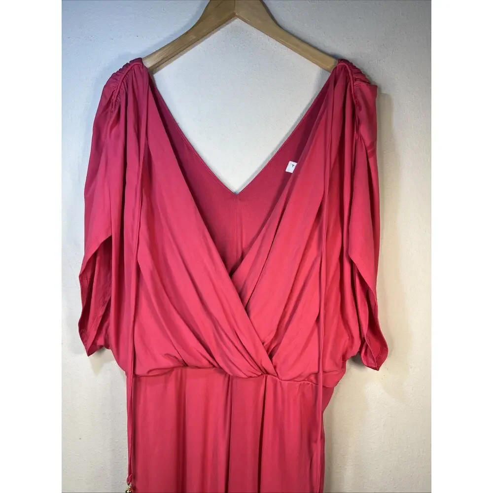 Trina Turk womens 14 Hot Pink V Neck romper Jumpsuit wide leg career modern NWT - Picture 2 of 12